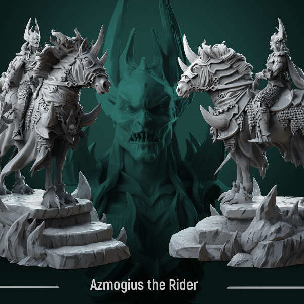 Azmogius-the-Rider-diorama-statue-75mm-figurines-fantasy-tabletop-RPG-3D-miniatures-white-werewolf-tavern