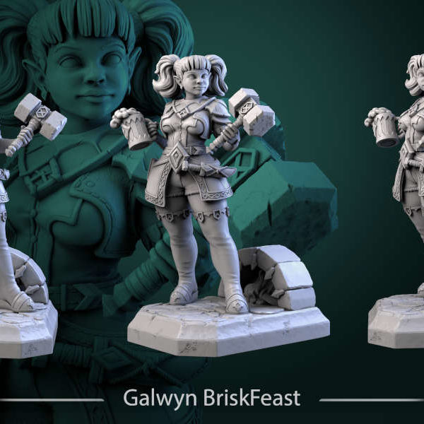 Galwyn BriskFeast-statue-75mm-figurines-fantasy-tabletop-RPG-3D-miniatures-white-werewolf-tavern